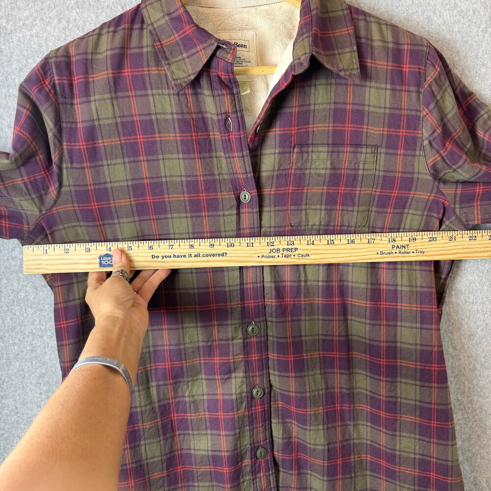 L.L.Bean Women's Flannel Jacket Fur Lined Plaid Oversized Gorpcore Outdoors Barn - Picture 5 of 12